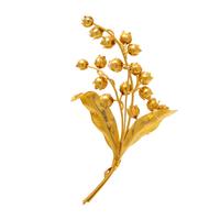 YELLOW GOLD AND CULTURED PEARL FLOWER BROOCH