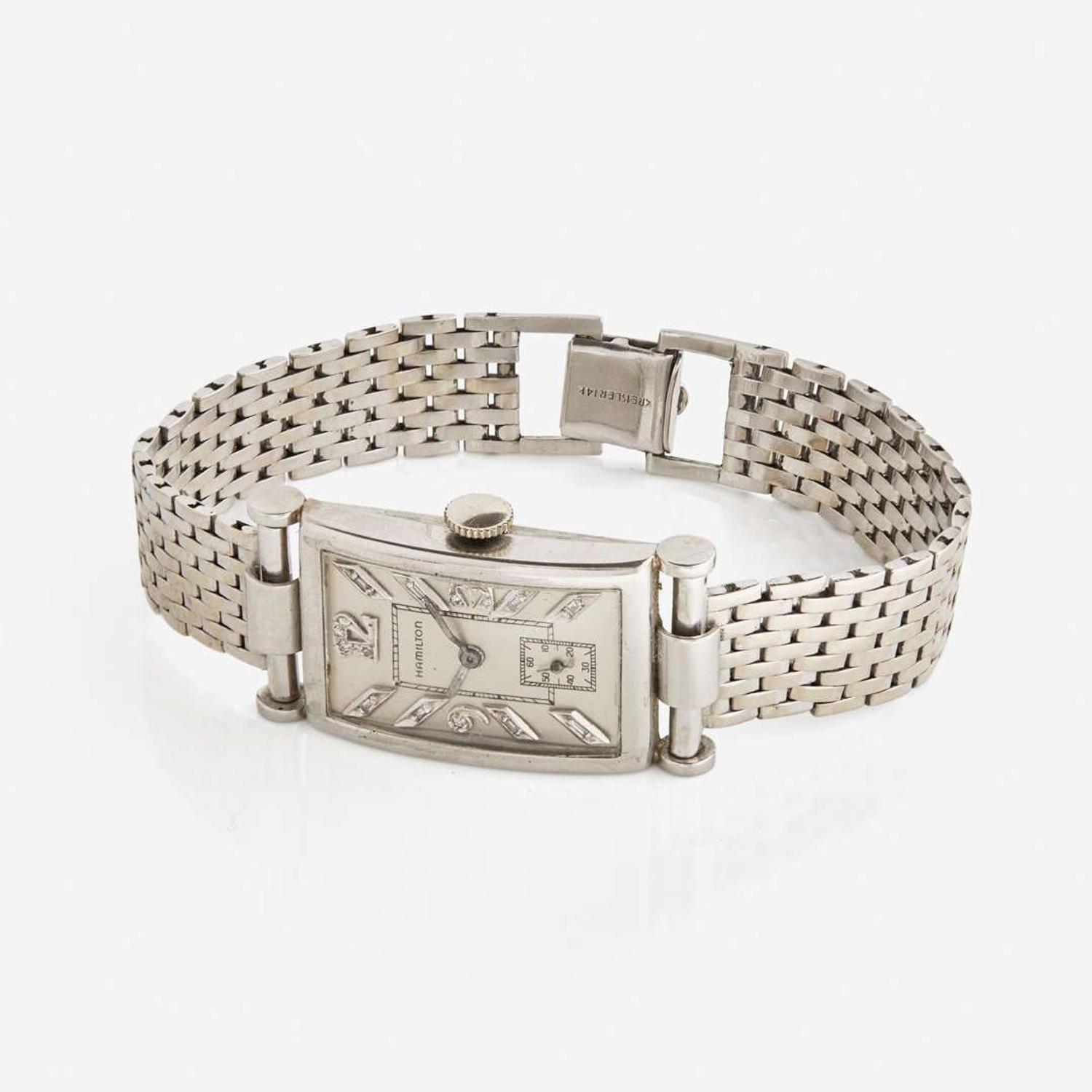 A 14K White Gold Hamilton Watch