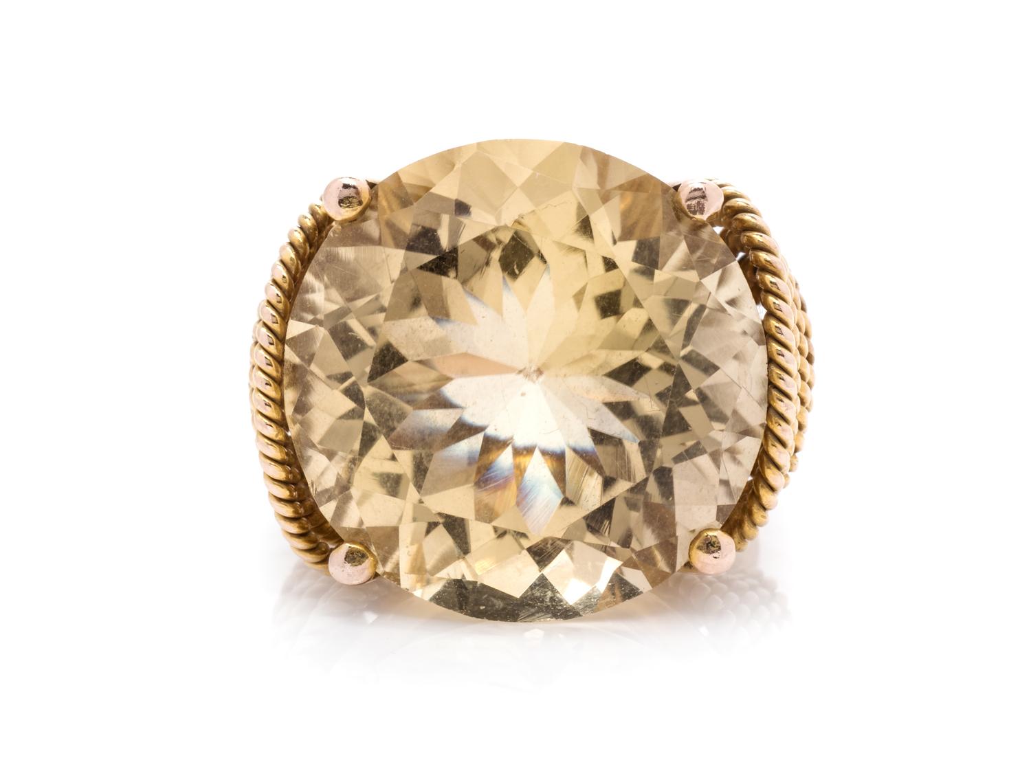 A Yellow Gold and Citrine Ring,