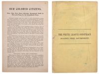 [RECONSTRUCTION - DISENFRANCHISEMENT]. A pair of pamphlets combatting Black disenfranchisement, comprising: