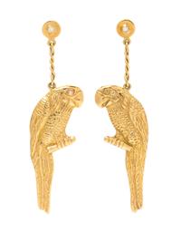 A Pair of Yellow Gold Parrot Motif Earrings, 6.60 dwts.
