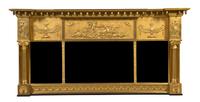 An Adam Style Giltwood Over Mantel Mirror, Height 35 x width 74 inches.
