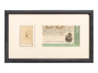 [CIVIL WAR]. FORREST, Nathan Bedford (1821-1877). CDV with unusual Jackson, Tennessee, imprint and partial document signed by Nathan Bedford Forrest.