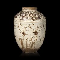 A Very Large Chinese Cizhou Iron Brown-Decorated Storage Jar, Late Ming Dynasty — 明晚期 磁州窯大罐