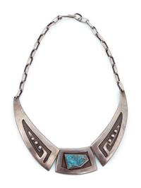 Silver Overlay Necklace, with Turquoise Cabochon
