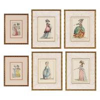 Two Sets of Four French Hand-Colored Costume Engravings