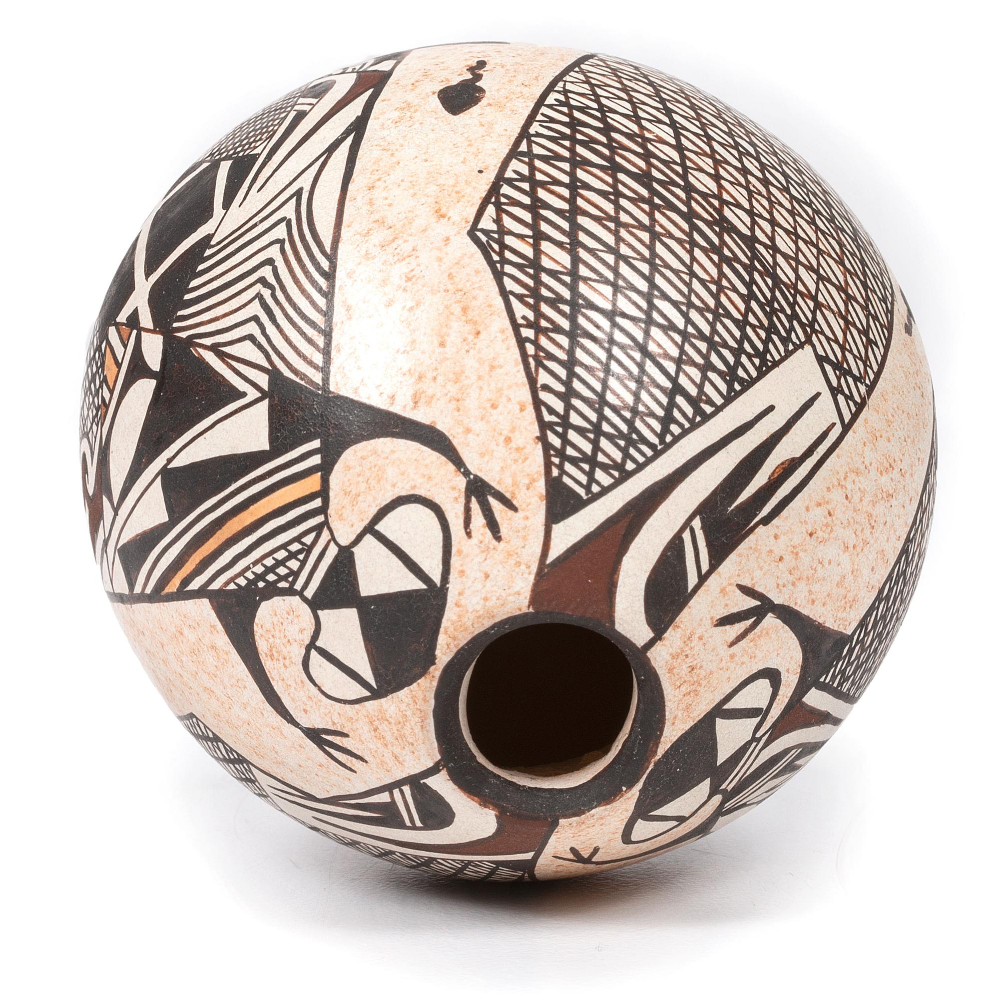 Polychrome Pottery Seed Jar, with Frogs