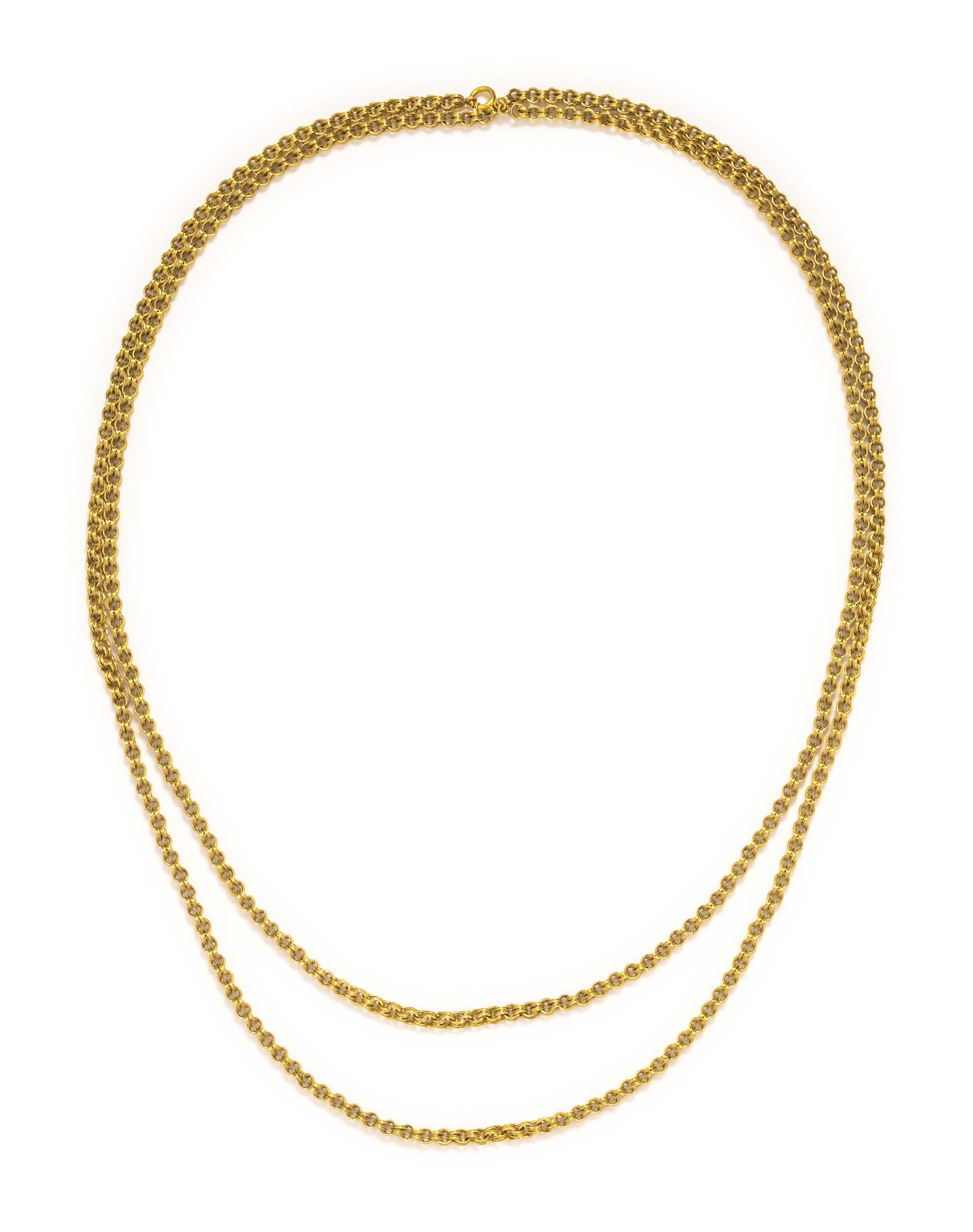 ANTIQUE, YELLOW GOLD LONGCHAIN NECKLACE