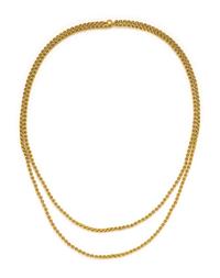 ANTIQUE, YELLOW GOLD LONGCHAIN NECKLACE
