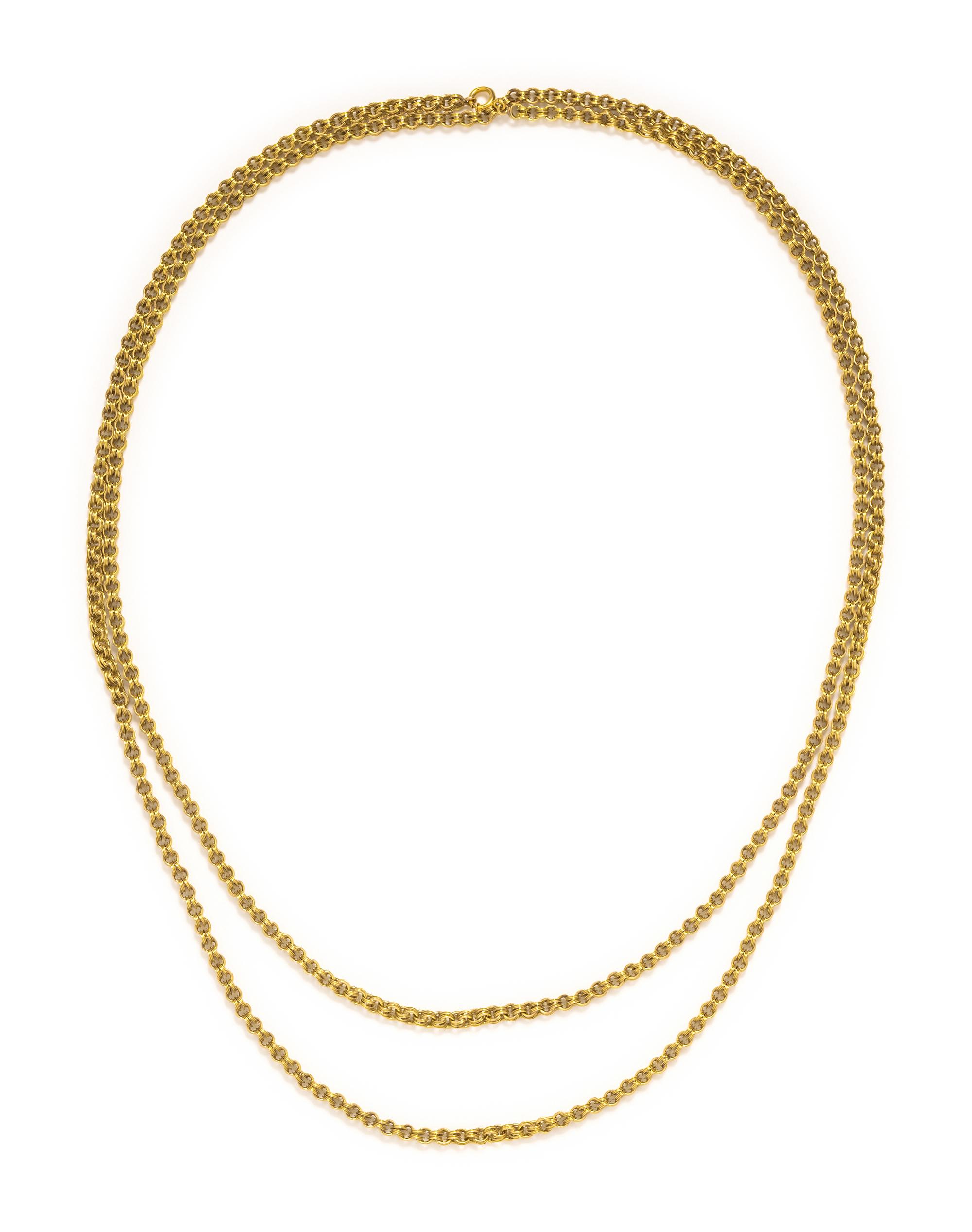 ANTIQUE, YELLOW GOLD LONGCHAIN NECKLACE