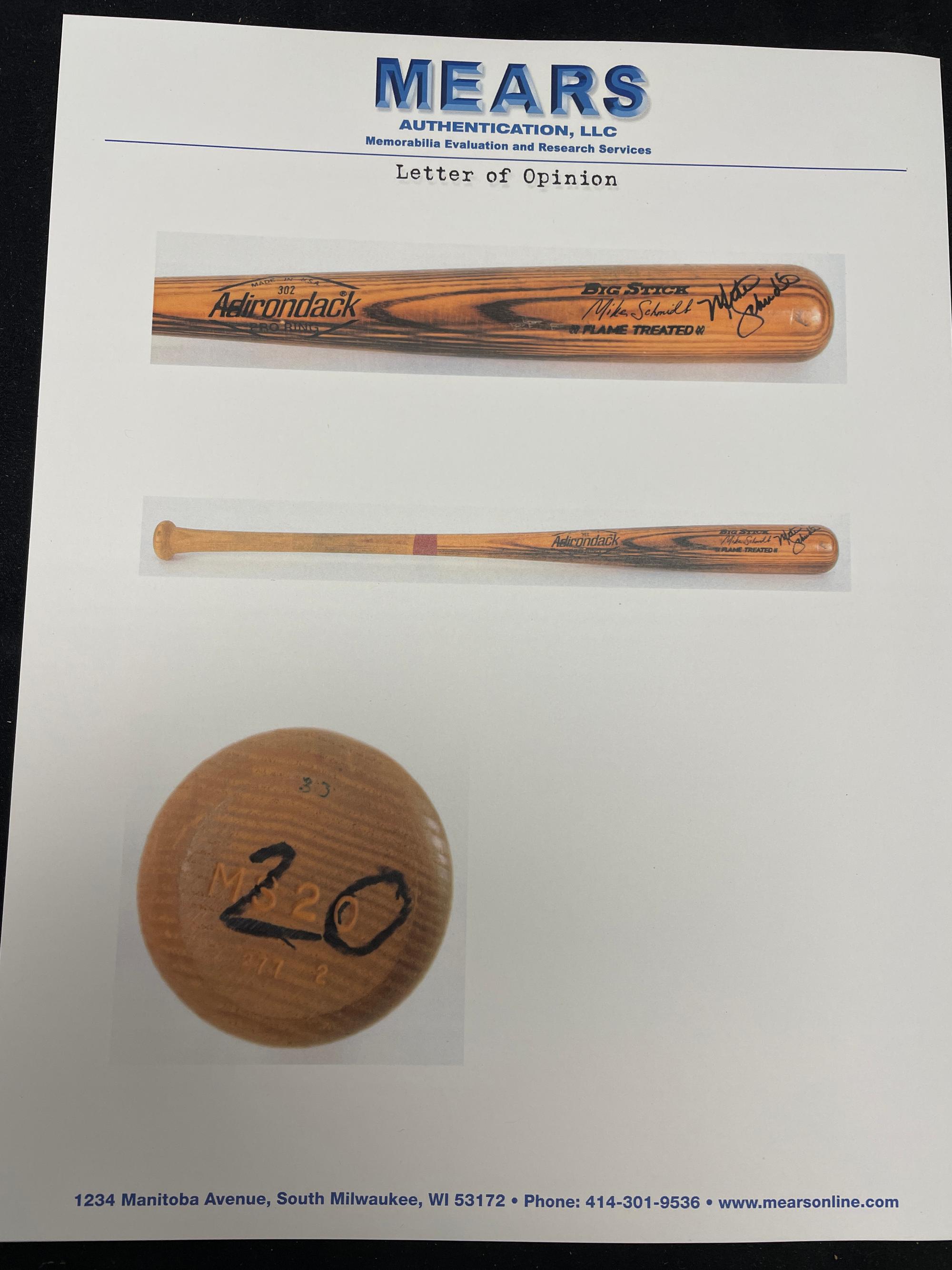 An Impressive Mike Schmidt 1982 Game Used and Signed Adirondack Bat (MEARS A9),