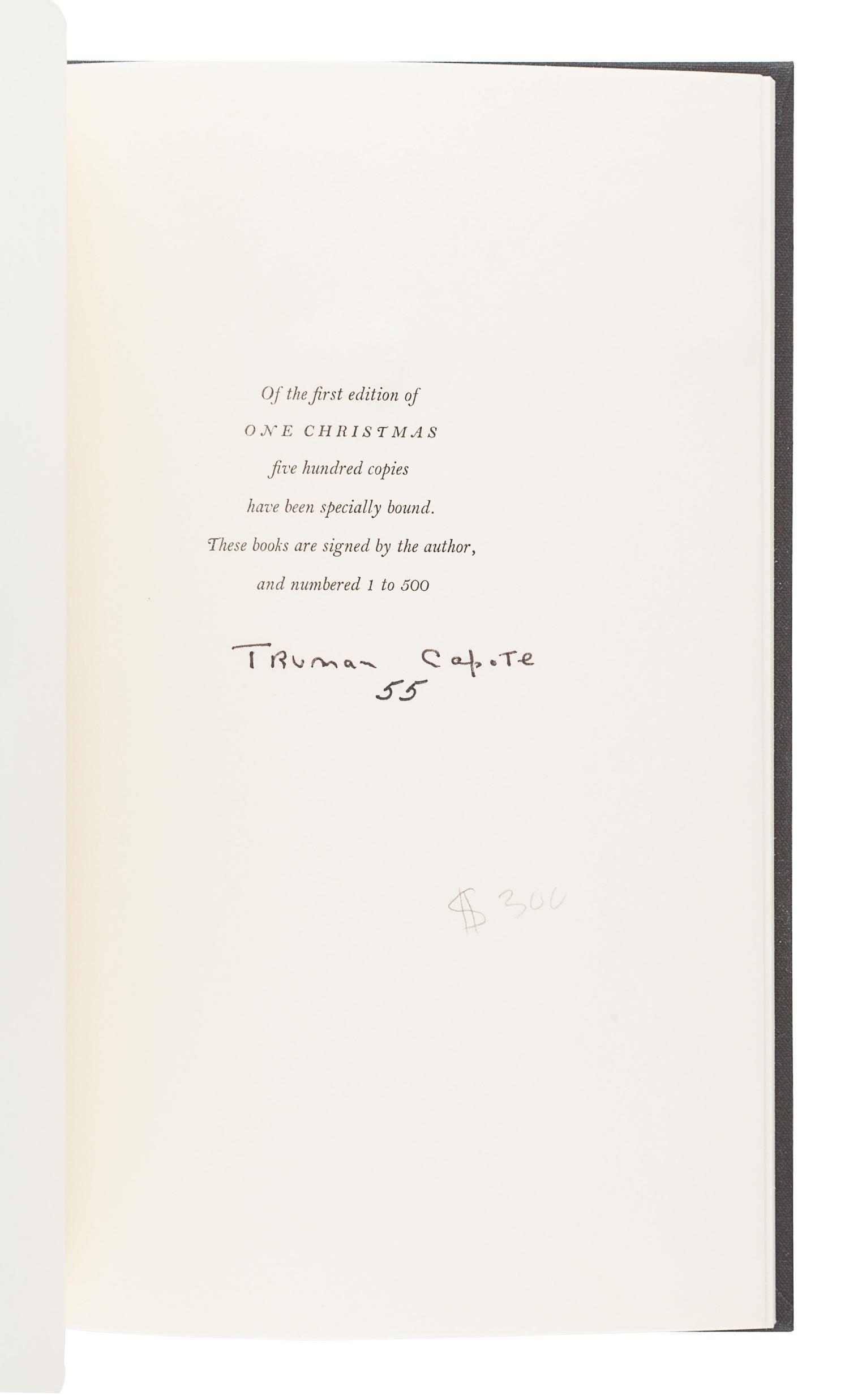 [CAPOTE, Truman (1924-1984)]. A group of 3 FIRST EDITIONS, SIGNED BY CAPOTE, comprising: