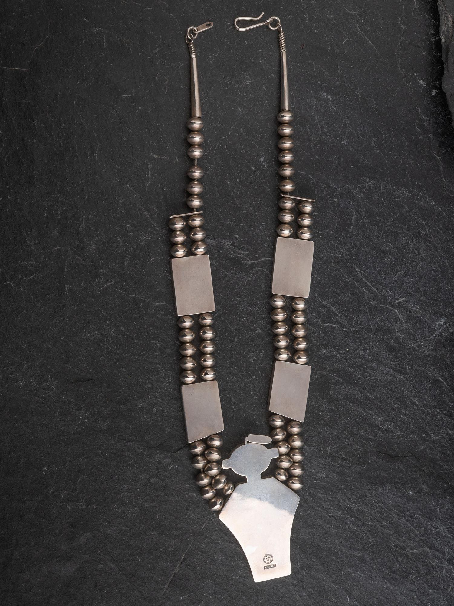 Sterling Silver and Coral Figural Necklace