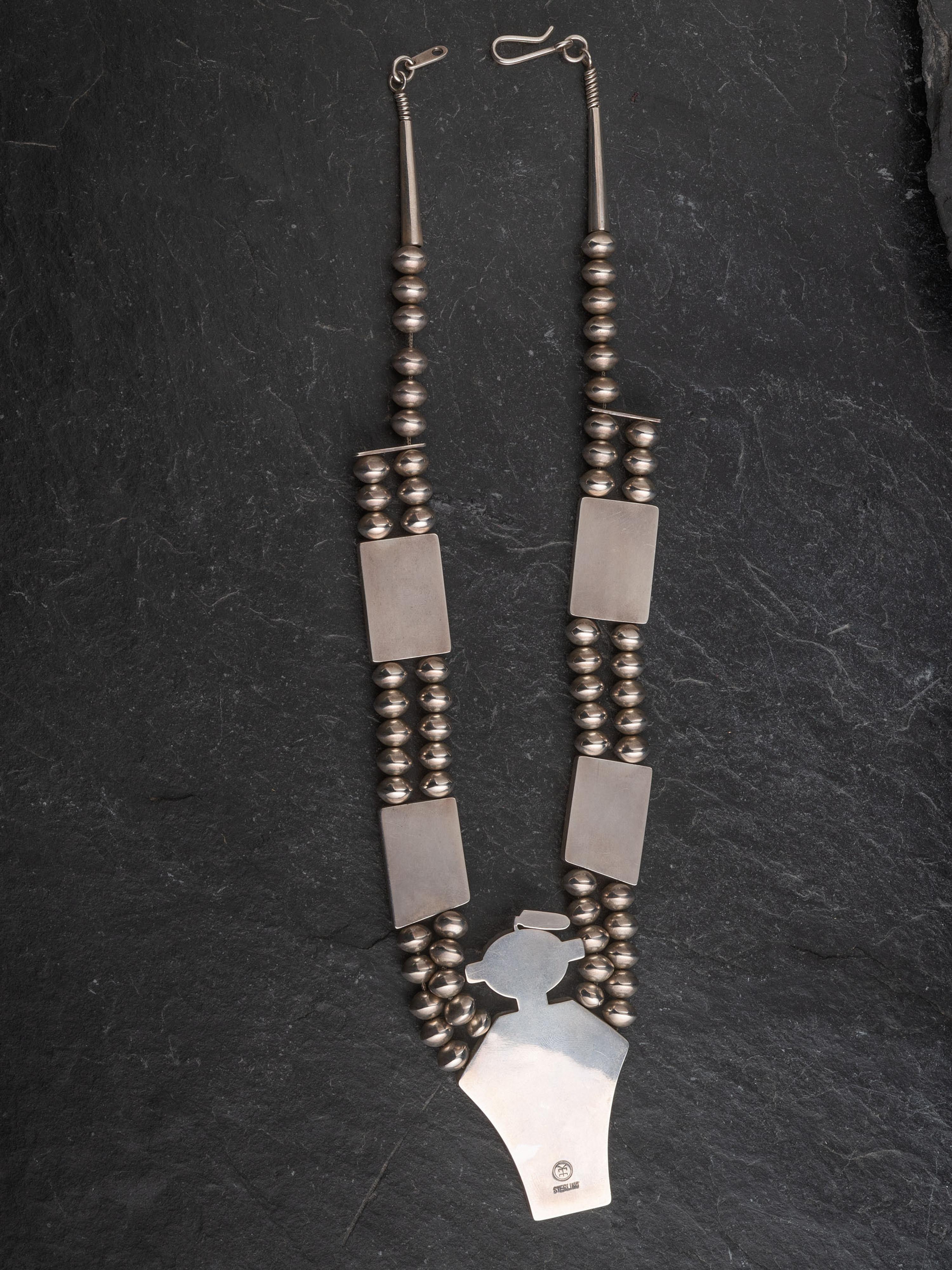 Sterling Silver and Coral Figural Necklace