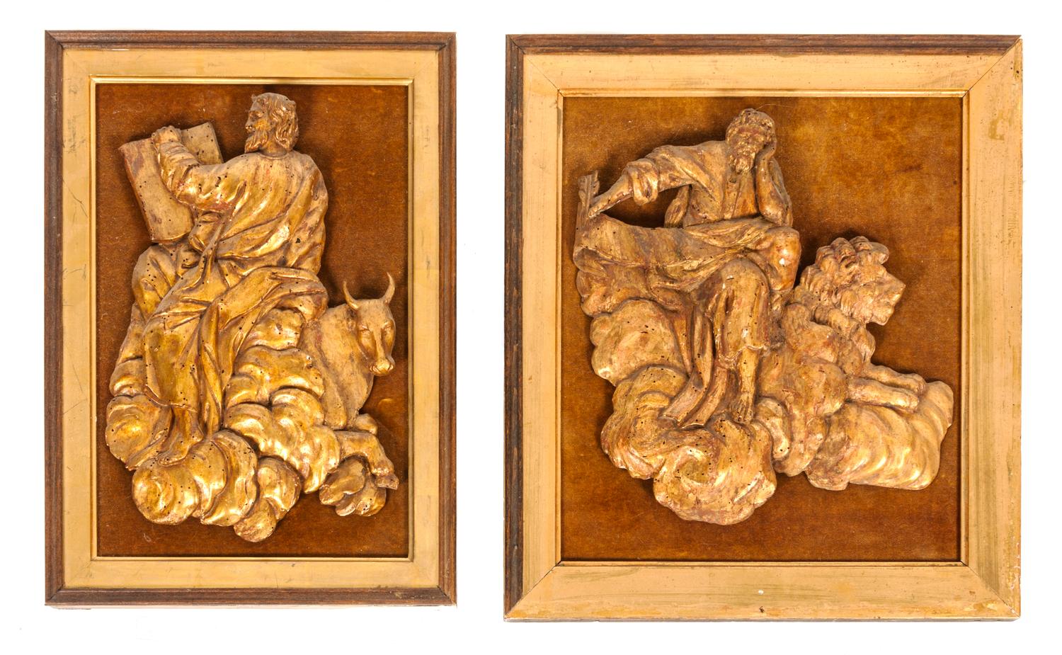Two Carved Giltwood Panels Height overall 17 3/4 inches.