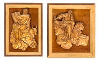 Two Carved Giltwood Panels Height overall 17 3/4 inches.