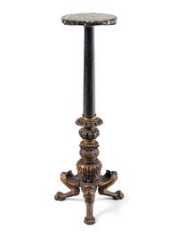 A Painted Iron and Marble Pedestal Table