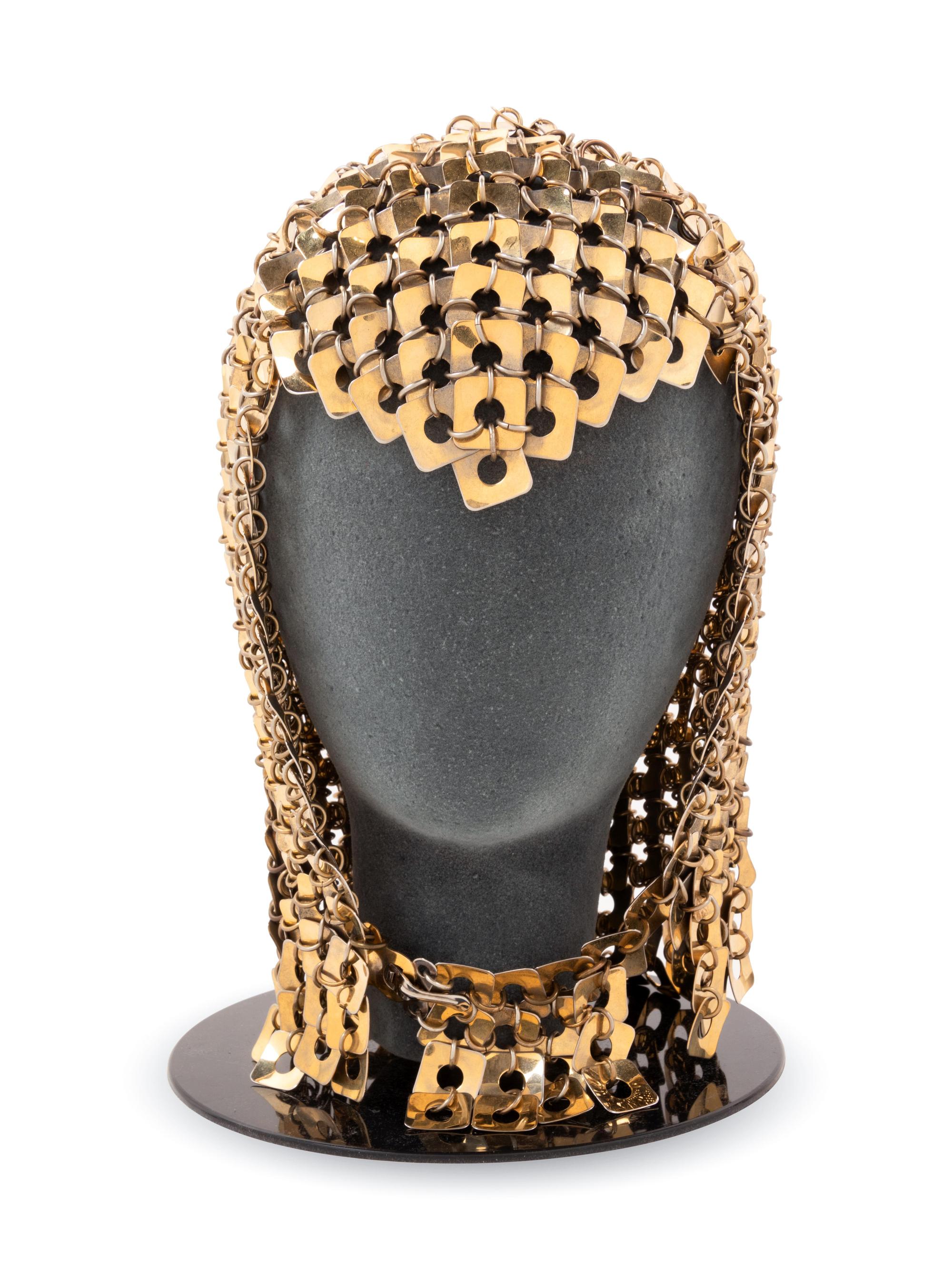 Paco Rabanne Brass Square Chainmail Hood, 1960-70s