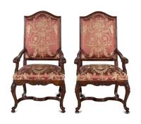 A Pair of Régence Style Walnut Fauteuils