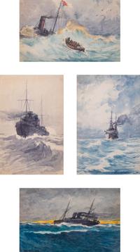 A Collection of Miniature American Nautical Watercolors — 20TH CENTURY