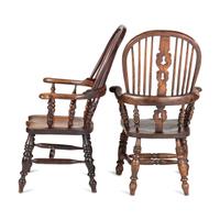Two English Openworked Splat Windsor Armchairs