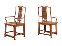 A Pair of Hardwood Southern Official's Hat Chairs, Nanguanmaoyi