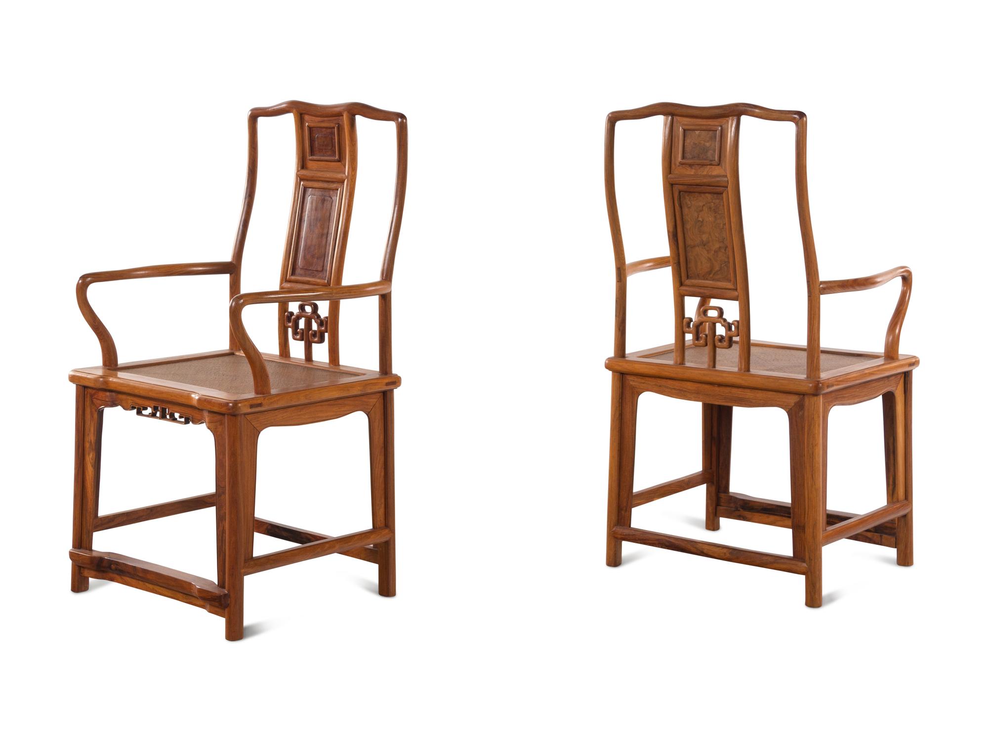 A Pair of Hardwood Southern Official's Hat Chairs, Nanguanmaoyi