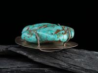 Sterling Silver Bolo Slide with Large Carved Turquoise Frog