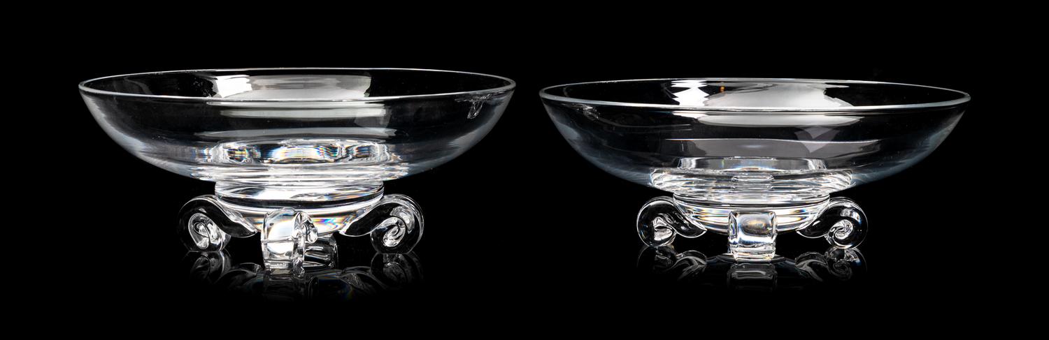 A Pair of Steuben Footed Bowls Diameter 7 3/4 inches.