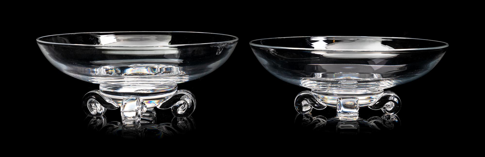 A Pair of Steuben Footed Bowls Diameter 7 3/4 inches.