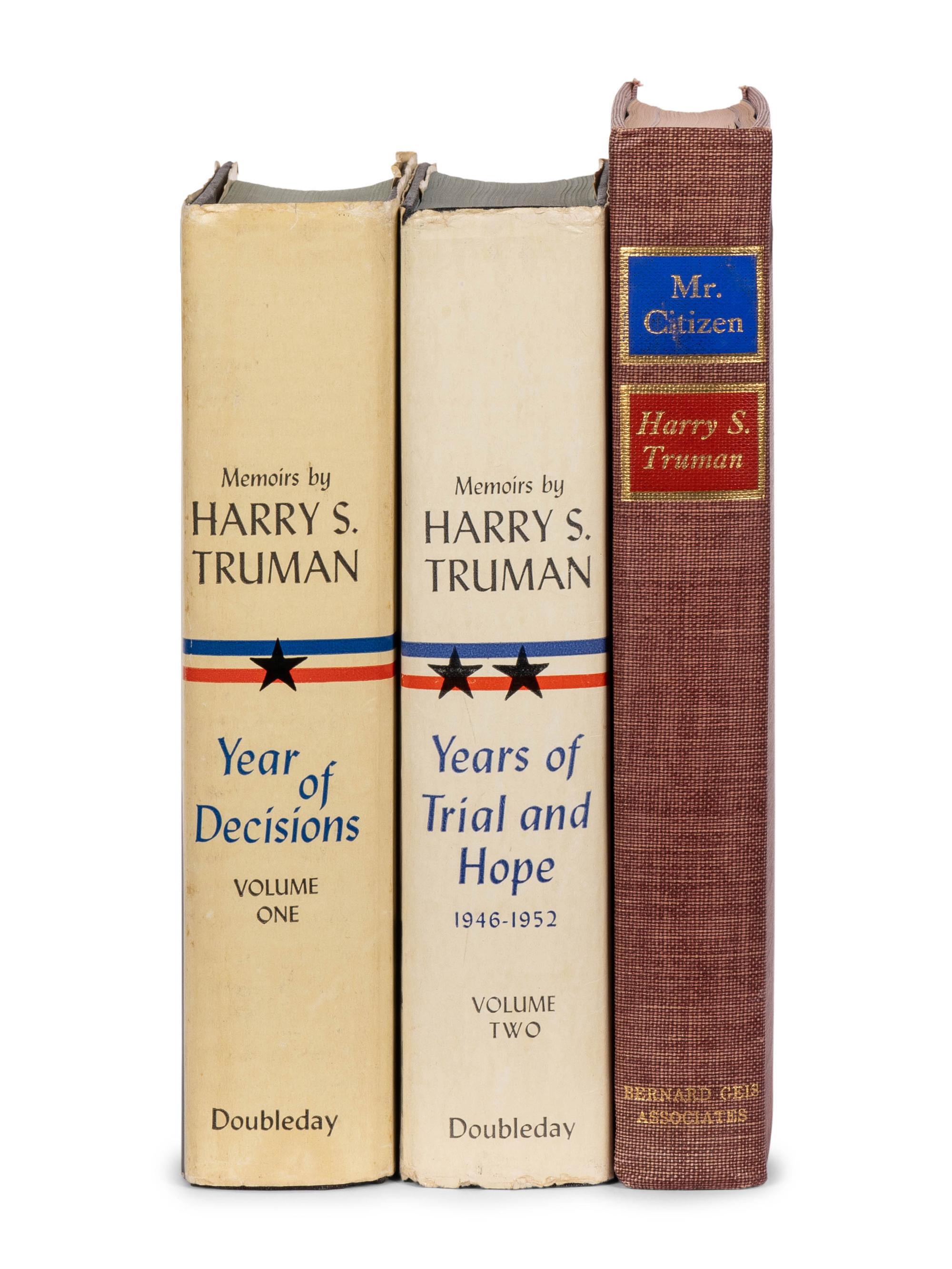 TRUMAN, Harry S. (1884-1972). A group of signed books, letters, and a photograph, comprising: