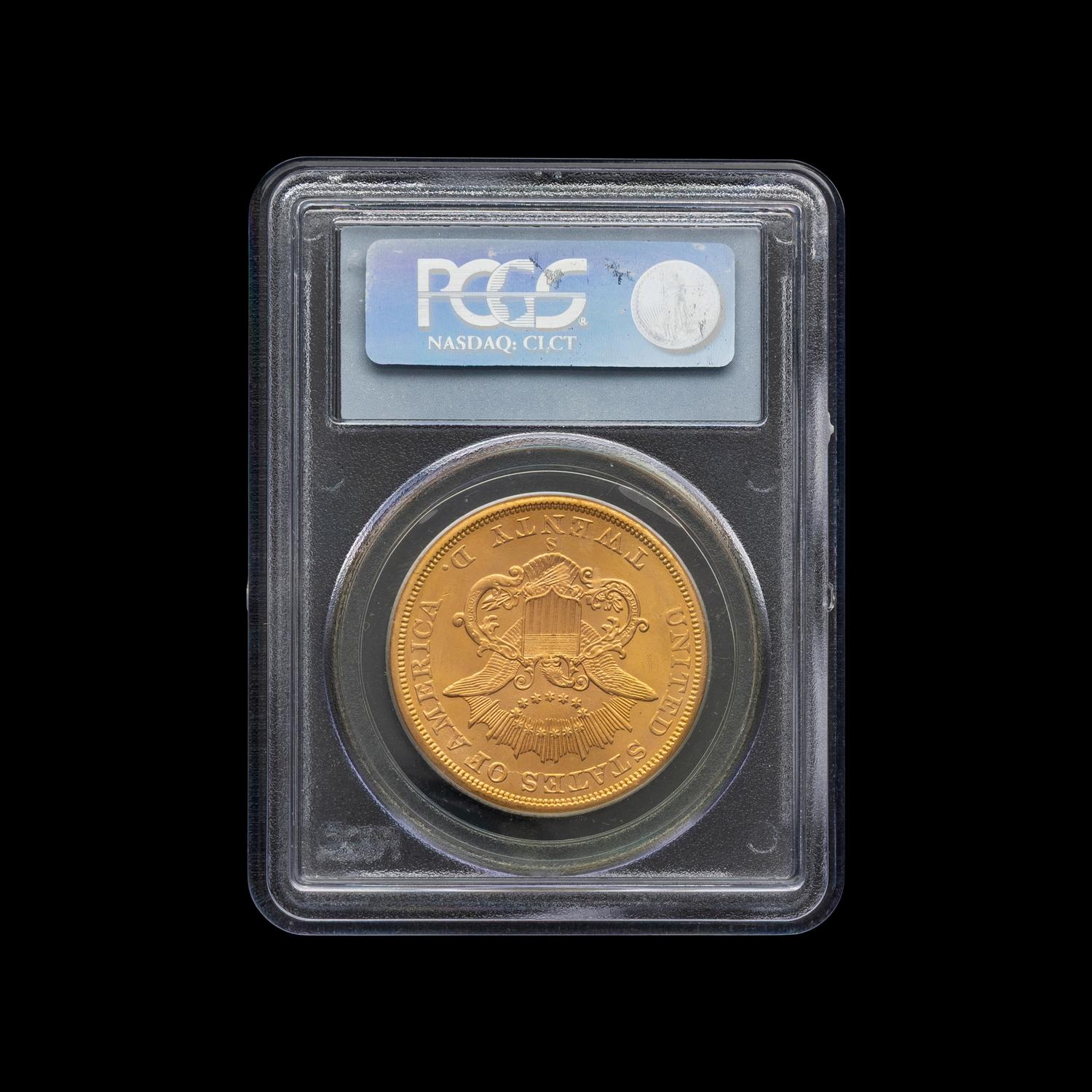 An 1865-S Liberty Head $20 Gold Coin [PCGS MS65]