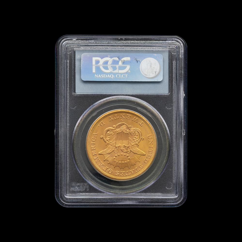 An 1865-S Liberty Head $20 Gold Coin [PCGS MS65]