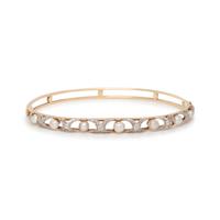 CULTURED PEARL AND DIAMOND BANGLE BRACELET