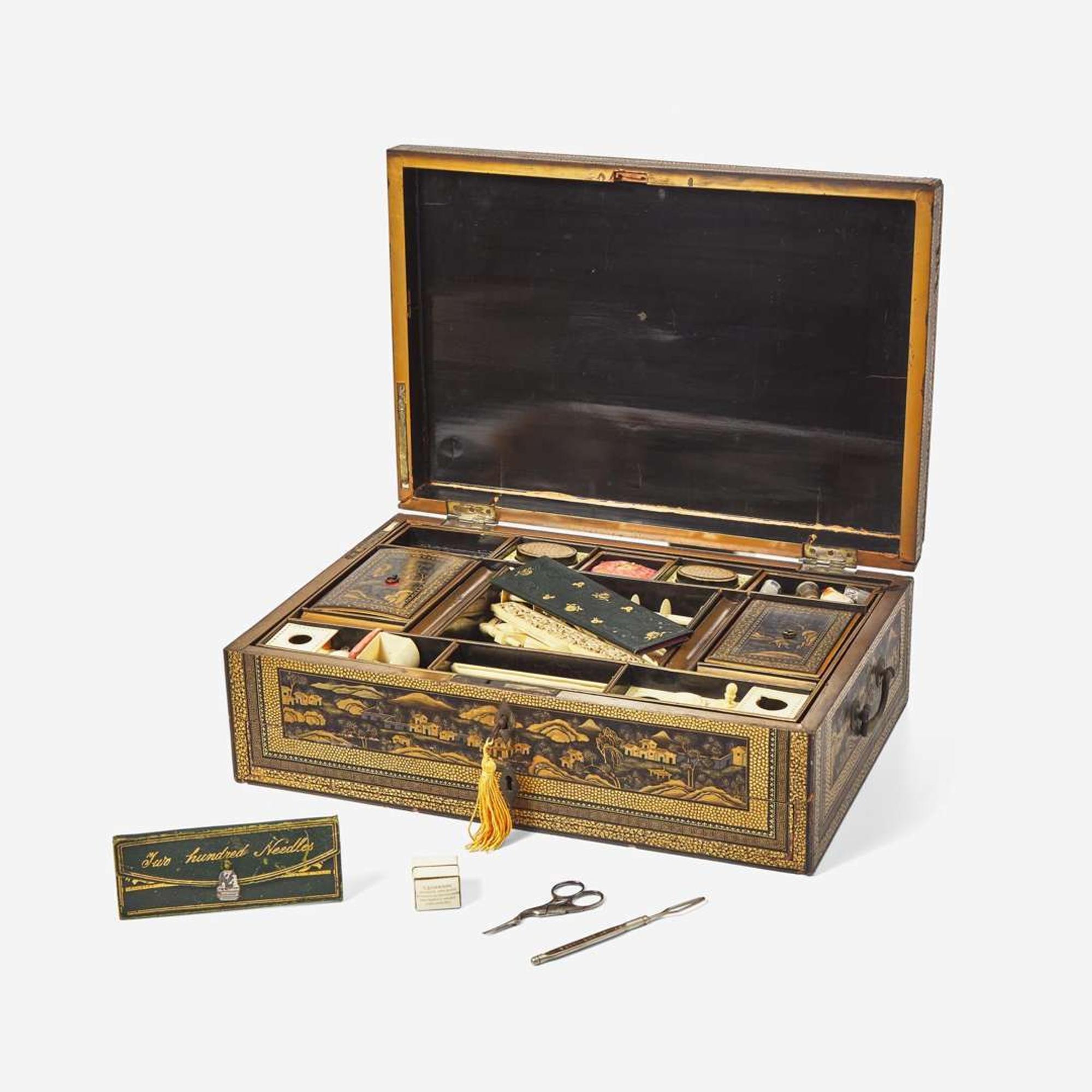 A group of three Chinese Export lacquer boxes early 19th century