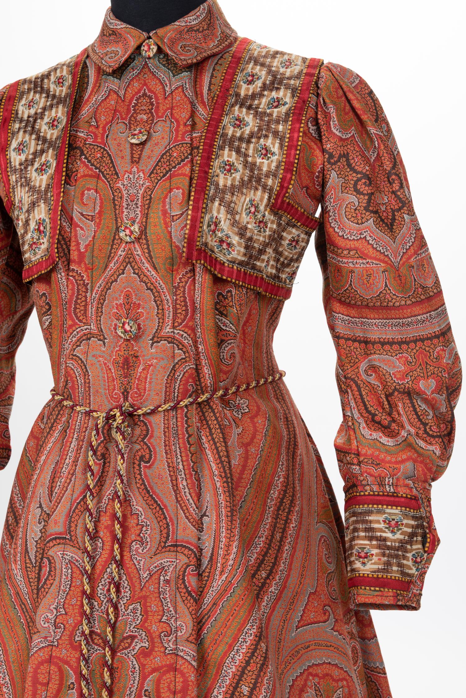 Paisley Shawl House Dress with Watteau Pleat, c.1890