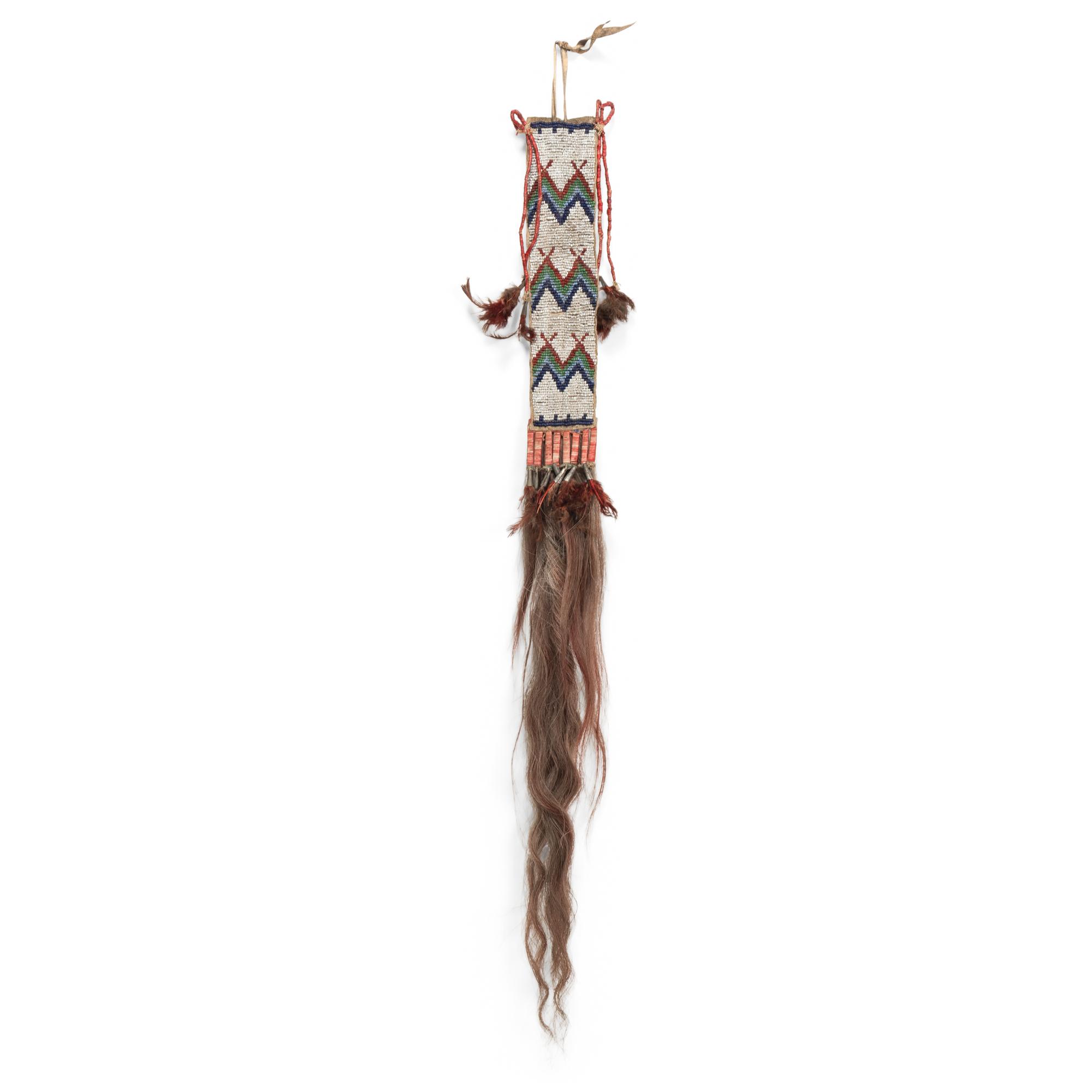 Plains Beaded and Quilled Hair Drop