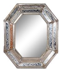 A Venetian Etched Glass Octagonal Mirror — 19TH CENTURY