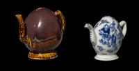 Two Chinese Porcelain Peach-Form Wine Pots, Daoliuhu