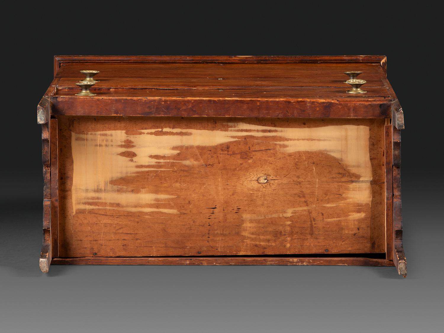 A Country Federal Brown-Stained Pine Two-Drawer Blanket Chest