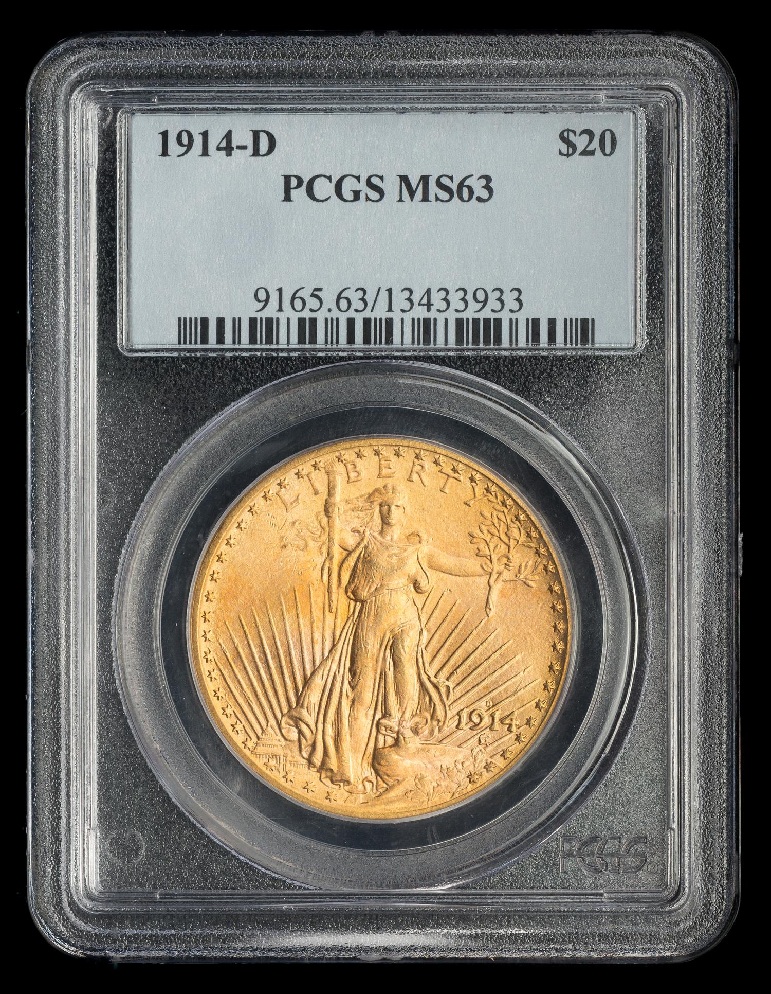 A United States 1914-D St. Gaudens $20 Gold Coin