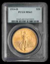 A United States 1914-D St. Gaudens $20 Gold Coin