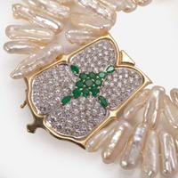 A Keshi Pearl, Diamond, and Emerald Necklace