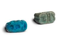 Five Egyptian Faience Scaraboids and Rings