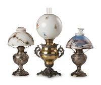 Three Victorian Brass Oil Lamps