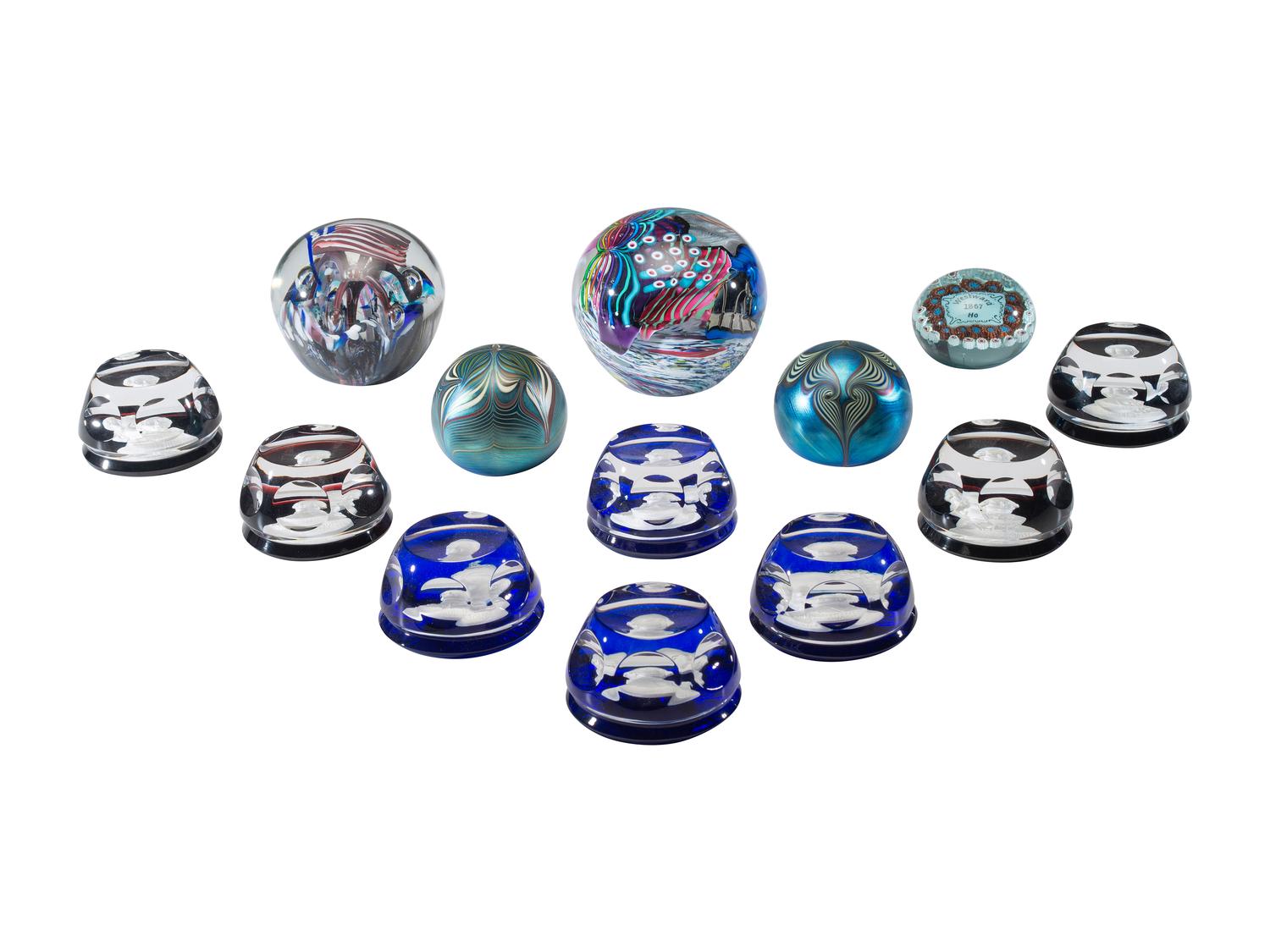 Thirteen Art Glass Paperweights
