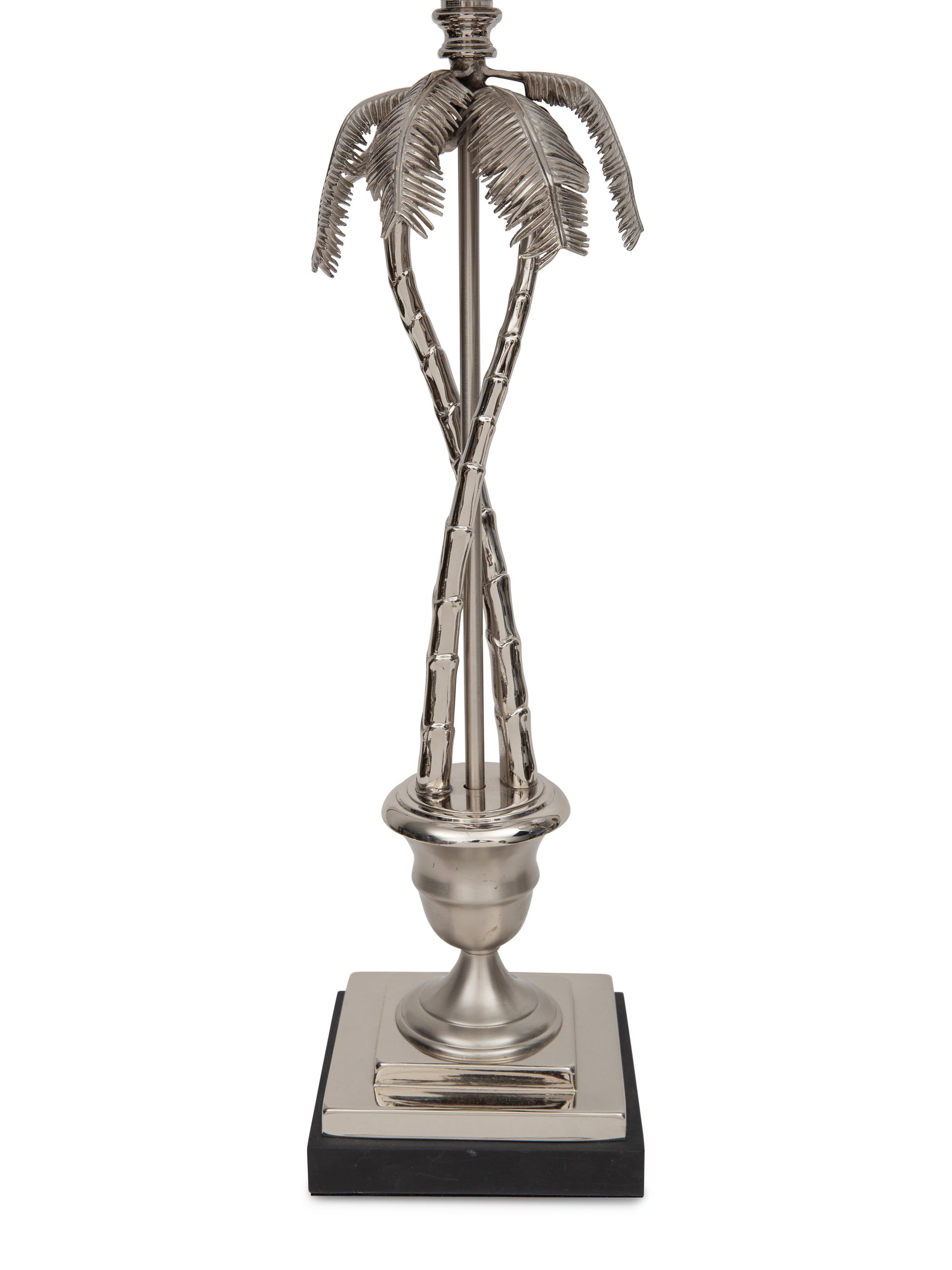 A Pair of Nickel Plated Palm Frond Table Lamps