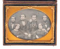 [EARLY PHOTOGRAPHY]. 6 half plate daguerreotypes highlighted by group portrait of 6 subjects.