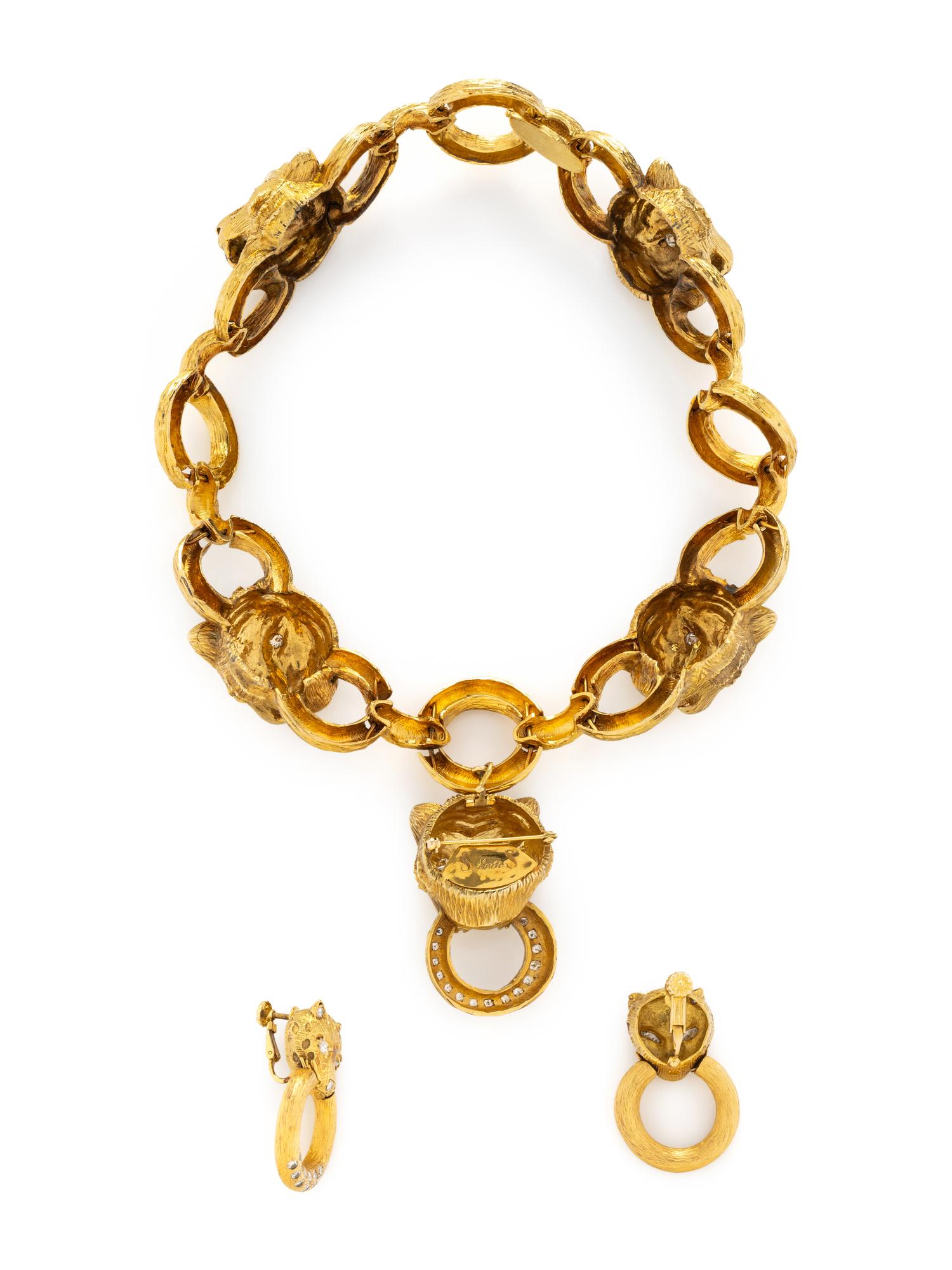 DIAMOND AND YELLOW GOLD FELINE DOOR KNOCKER SUITE