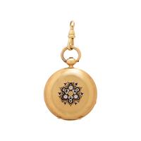 YELLOW GOLD AND ENAMEL POCKET WATCH CASE